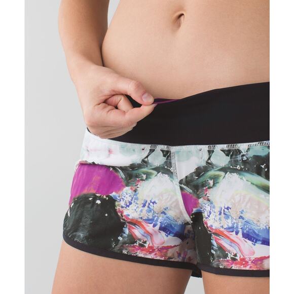 Lululemon Run: Speed Short Pigment Wave Multi / Black Sz 6 - Picture 2 of 8